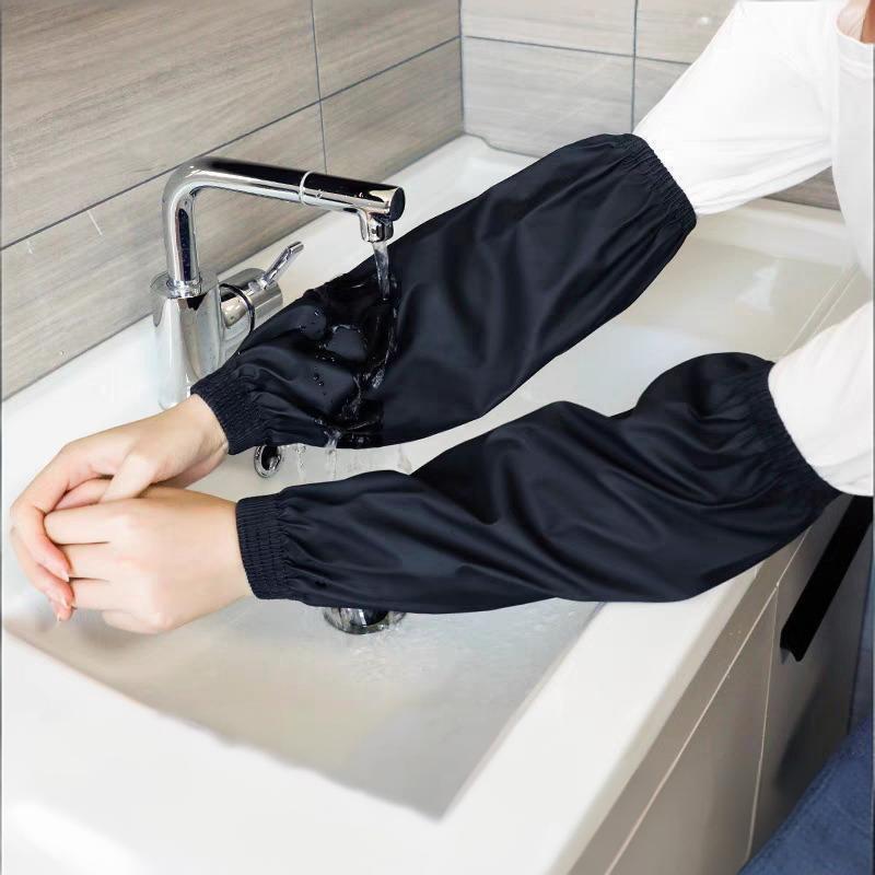 Home Cooking Oil - 1Pair Black Faux Leather Arm Sleeves,