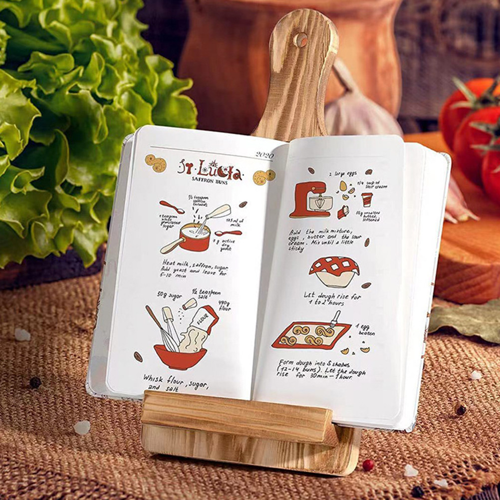 Home Cooking Book - Wooden Recipe Book Stand for Kitchen
